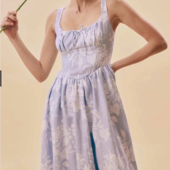 Reformation Dresses & Skirts - Reformation Balia Linen Dress Angelic Floral Blue Midi NWT Size 12 | retail 278$